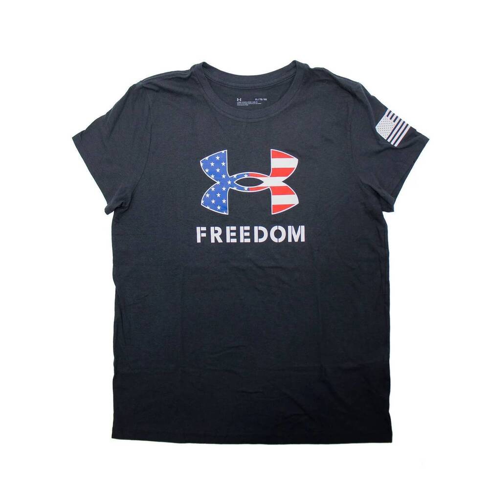 NEW UNDER ARMOUR women's new freedom logo t-shirt in black